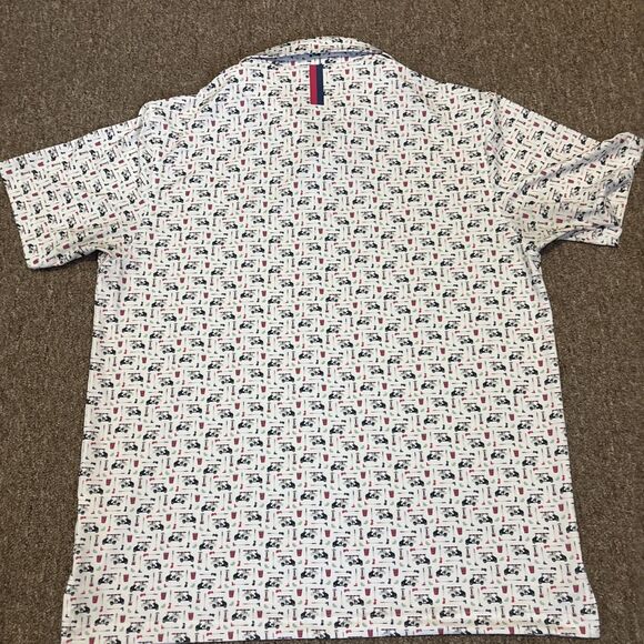 Rhoback Men’s Short Sleeve Performance Polo The Bev Cart White Men’s Size Large - Picture 7 of 7